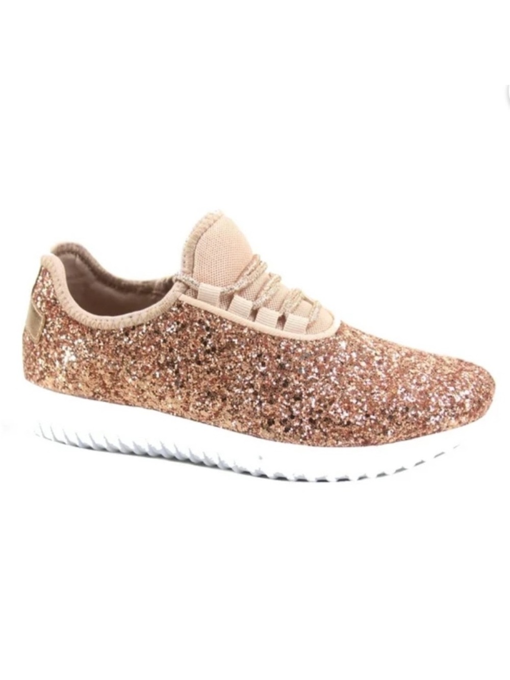 Forever blush pink glitter sparkle lace up fashion sneakers size 6